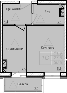 Планировка — Academia, Студия, 28 м²