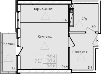 Планировка — Academia, Студия, 30 м²