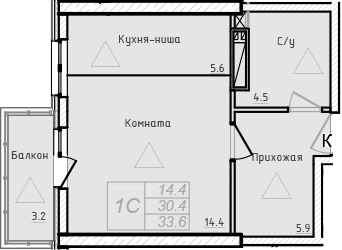 Планировка — Academia, Студия, 30 м²