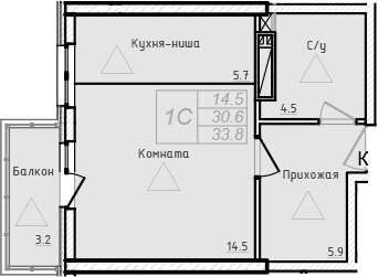 Планировка — Academia, Студия, 31 м²