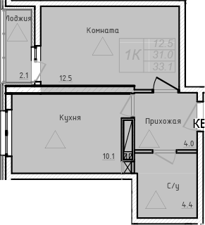 Планировка — Academia, 1-комн., 31 м²