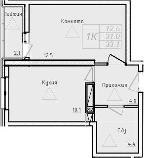 Планировка — Academia, 1-комн., 31 м²