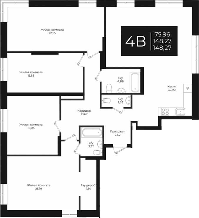Планировка — Nova 2, 4-комн., 148 м²