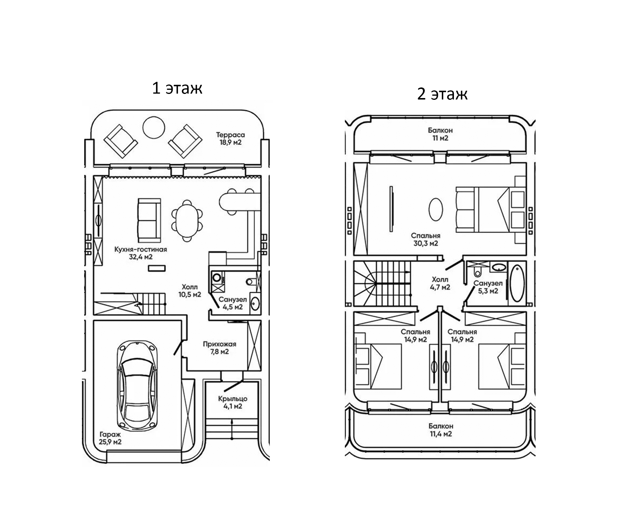 Планировка — Коттеджный поселок VOLGA Residence, 3-комн., 151 м²