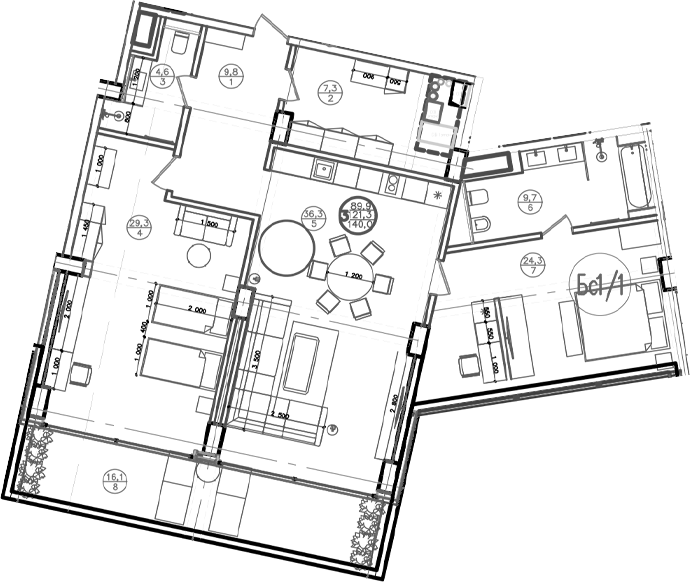 Планировка — Mandarin Garden Hotel, 2-комн., 124 м²
