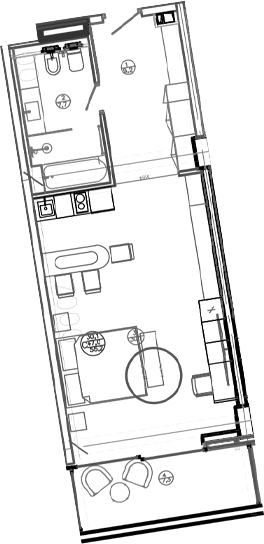 Планировка — Mandarin Garden Hotel, Студия, 47 м²