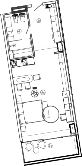 Планировка — Mandarin Garden Hotel, Студия, 53 м²
