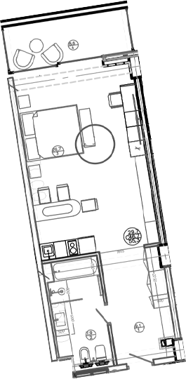 Планировка — Mandarin Garden Hotel, Студия, 47 м²