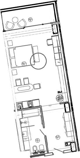 Планировка — Mandarin Garden Hotel, Студия, 53 м²