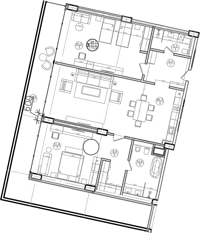 Планировка — Mandarin Garden Hotel, 2-комн., 138 м²