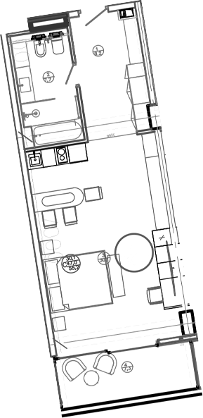 Планировка — Mandarin Garden Hotel, Студия, 47 м²