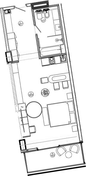 Планировка — Mandarin Garden Hotel, Студия, 47 м²