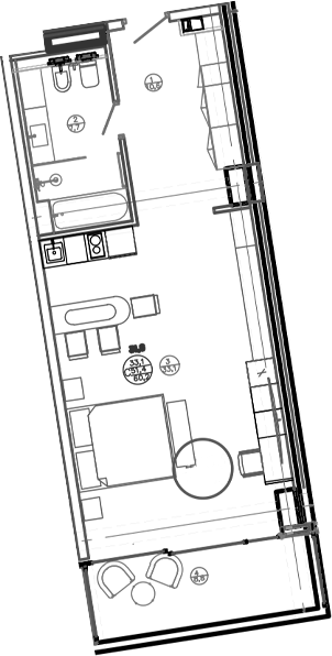 Планировка — Mandarin Garden Hotel, Студия, 53 м²