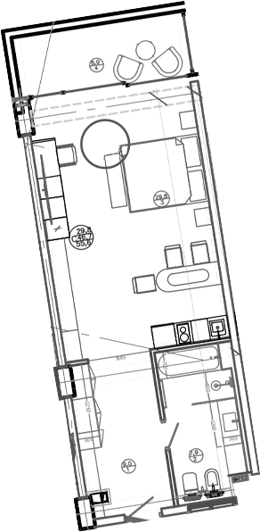 Планировка — Mandarin Garden Hotel, Студия, 47 м²