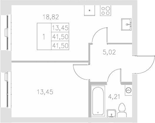 Планировка — Statum, 1-комн., 42 м²