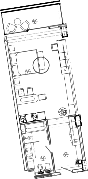 Планировка — Mandarin Garden Hotel, Студия, 47 м²