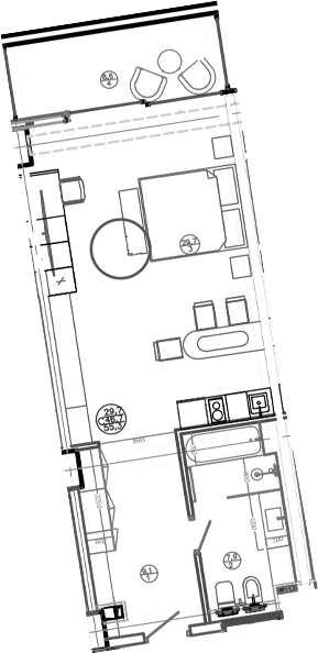 Планировка — Mandarin Garden Hotel, Студия, 47 м²