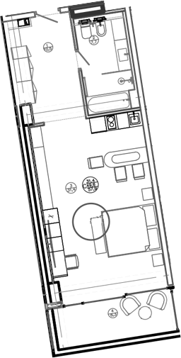 Планировка — Mandarin Garden Hotel, Студия, 49 м²