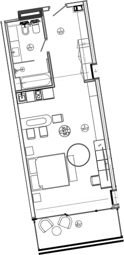 Планировка — Mandarin Garden Hotel, Студия, 47 м²