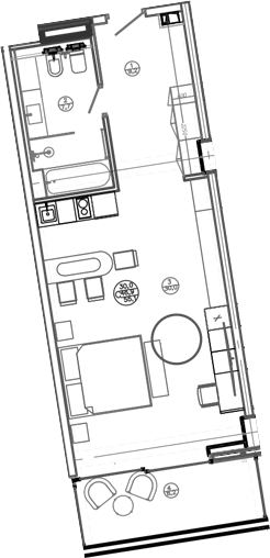 Планировка — Mandarin Garden Hotel, Студия, 47 м²