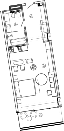 Планировка — Mandarin Garden Hotel, Студия, 47 м²