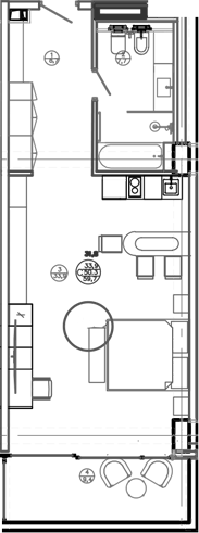 Планировка — Mandarin Garden Hotel, Студия, 52 м²