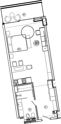 Планировка — Mandarin Garden Hotel, Студия, 47 м²
