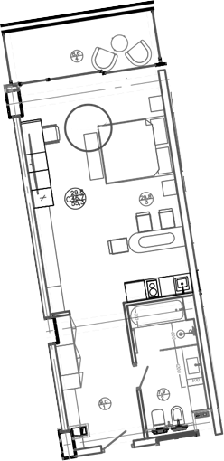 Планировка — Mandarin Garden Hotel, Студия, 47 м²