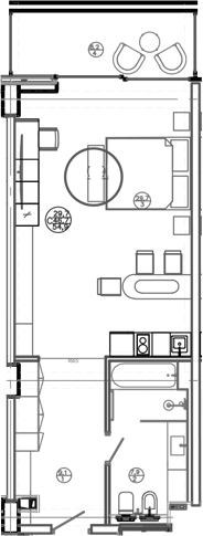 Планировка — Mandarin Garden Hotel, Студия, 47 м²