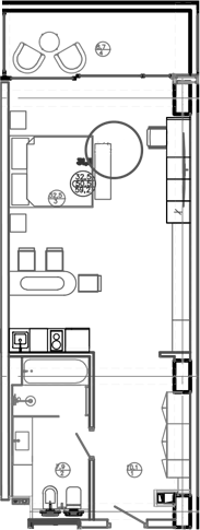 Планировка — Mandarin Garden Hotel, Студия, 53 м²