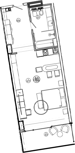 Планировка — Mandarin Garden Hotel, Студия, 49 м²