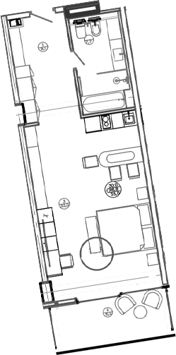 Планировка — Mandarin Garden Hotel, Студия, 47 м²