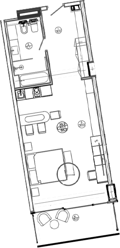 Планировка — Mandarin Garden Hotel, Студия, 47 м²