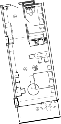 Планировка — Mandarin Garden Hotel, Студия, 47 м²
