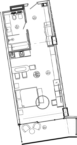 Планировка — Mandarin Garden Hotel, Студия, 47 м²