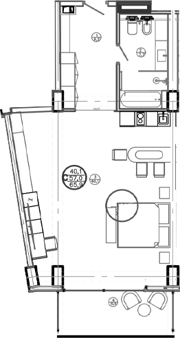 Планировка — Mandarin Garden Hotel, Студия, 48 м²