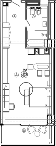 Планировка — Mandarin Garden Hotel, Студия, 52 м²