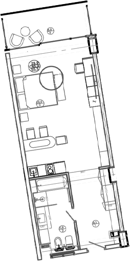 Планировка — Mandarin Garden Hotel, Студия, 47 м²