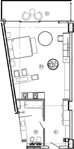 Планировка — Mandarin Garden Hotel, Студия, 54 м²