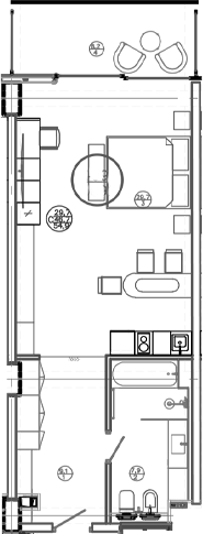 Планировка — Mandarin Garden Hotel, Студия, 47 м²