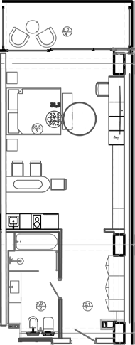 Планировка — Mandarin Garden Hotel, Студия, 53 м²