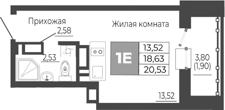 Планировка — Иловайский, Студия, 19 м²