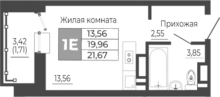 Планировка — Иловайский, Студия, 20 м²