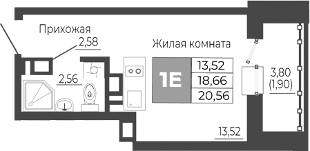 Планировка — Иловайский, Студия, 19 м²