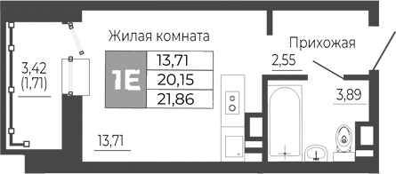 Планировка — Иловайский, Студия, 20 м²