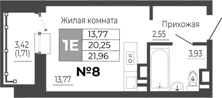 Планировка — Иловайский, Студия, 20 м²
