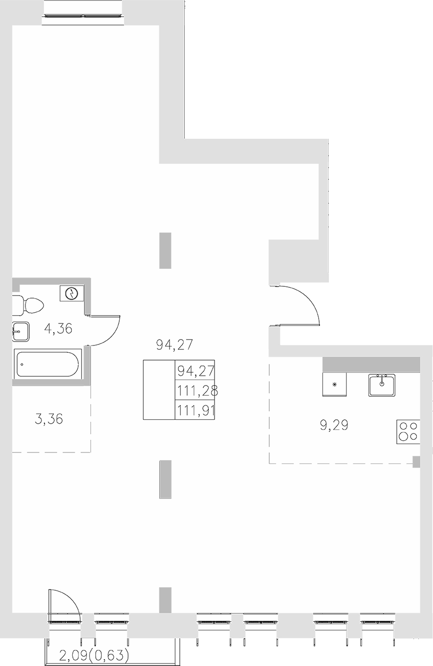 Планировка — Statum, 1-комн., 111 м²