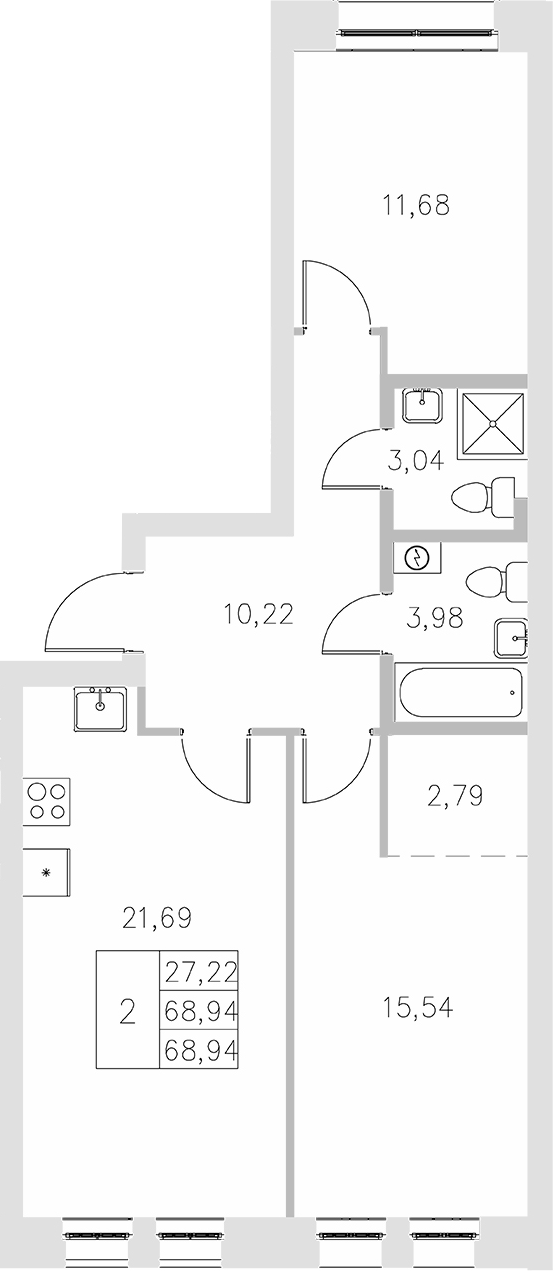 Планировка — Statum, 2-комн., 69 м²
