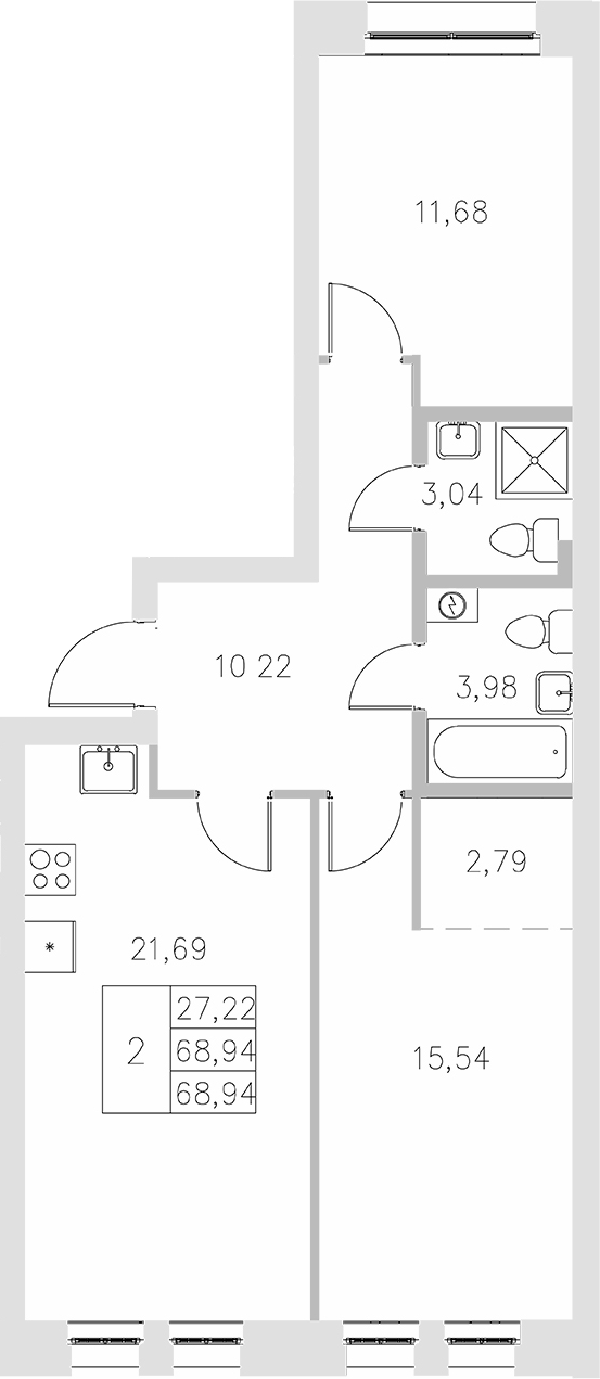 Планировка — Statum, 2-комн., 69 м²