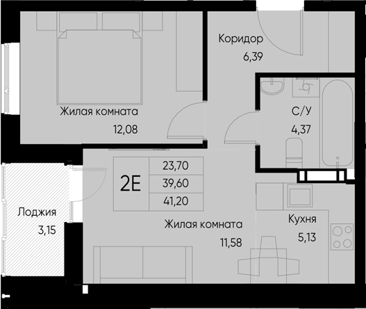 Планировка — Васильевский остров, 1-комн., 40 м²